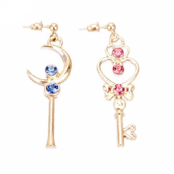 Sailor Moon Anime Inspired Gold Key Wand Earrings - Picture 6 of 6